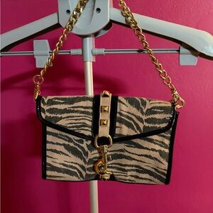 Betsey Johnson Zebra Print Clutch with Gold Chain